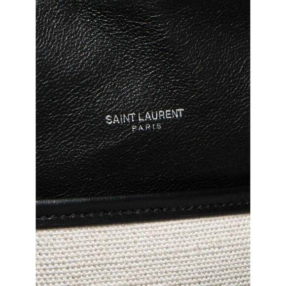 Saint Laurent Teddy White Coated Linen Drawstring Bucket - Picture 6 of 12